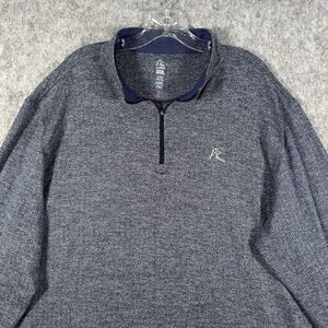 Rhoback 1/4 Zip Sweater Mens 3XL Blue Herringbone Performance Quarter Zip Qzip